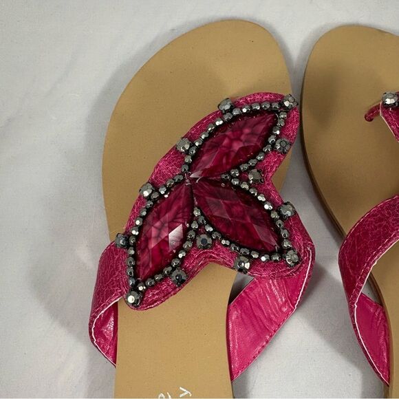 NOVE ITALY Pink Beaded Butterfly Sandals - Size 38 (US 7.5-8) - Picture 2 of 3